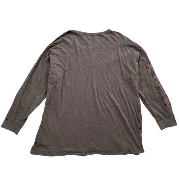 Natural Life Live Happy Oversized Cotton Doodle Long Sleeve Tee Shirt SZ XXL - Picture 2 of 11